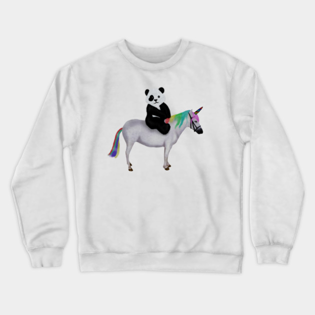 Cute Panda riding Unicorn, Birthday Girl, Women Crewneck Sweatshirt by logiamerch