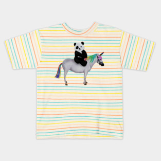 Cute Panda riding Unicorn, Birthday Girl, Women Kids T-Shirt