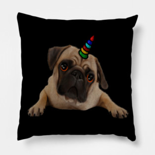 Cute Pug Dog Unicorn Pillow