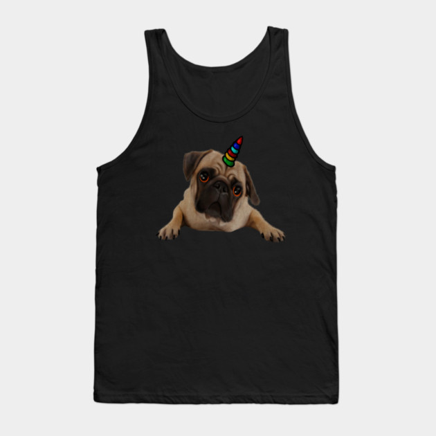 Cute Pug Dog Unicorn Tank Top by logiamerch