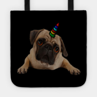 Cute Pug Dog Unicorn Tote