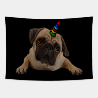 Cute Pug Dog Unicorn Tapestry