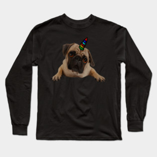 Cute Pug Dog Unicorn Long Sleeve T-Shirt