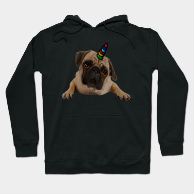 Cute Pug Dog Unicorn Hoodie by logiamerch