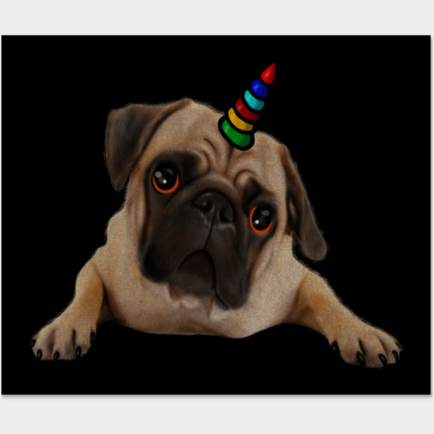 Cute Pug Dog Unicorn Wall Art by logiamerch