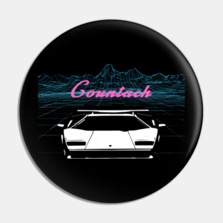 White Countach Retrowave Grid Pin