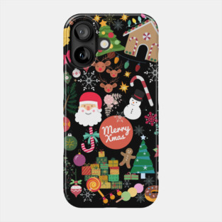 Christmas patterns gifts, santa, candy, snowman holiday Phone Case