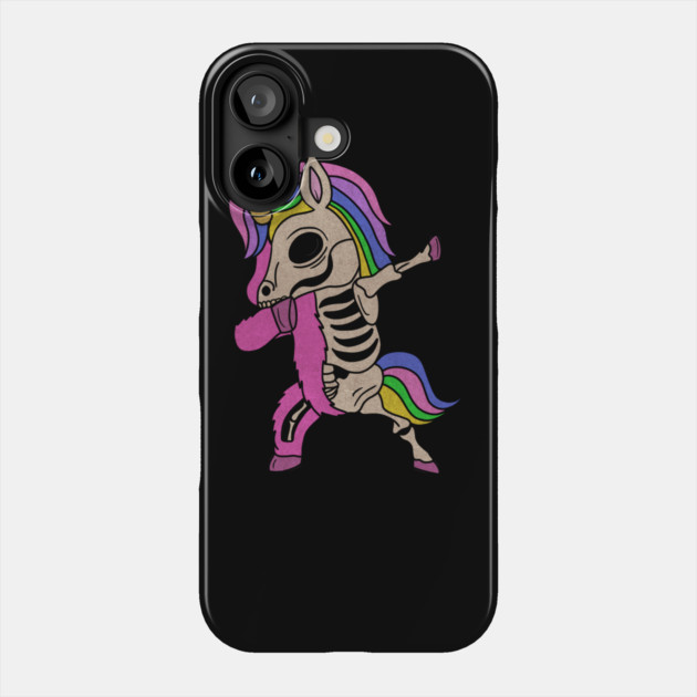 Unicorn Dabbing Skull Zombie Halloween Phone Case by logiamerch