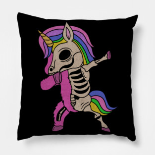 Unicorn Dabbing Skull Zombie Halloween Pillow