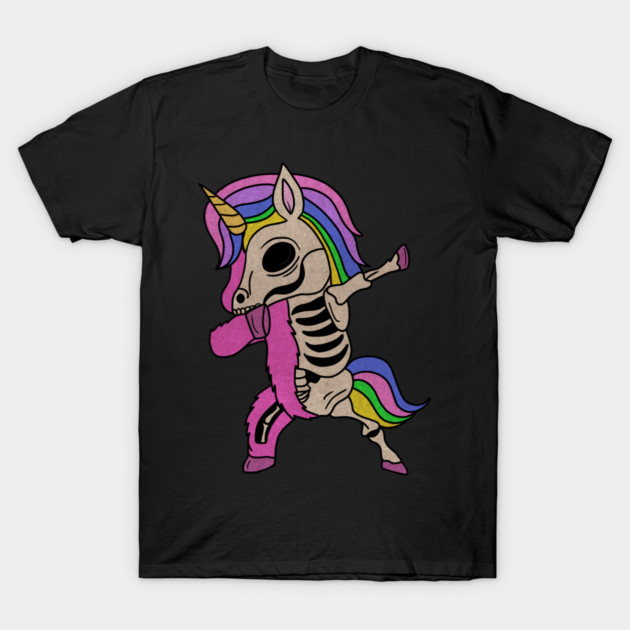 Unicorn Dabbing Skull Zombie Halloween T-Shirt by logiamerch