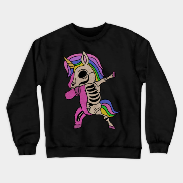 Unicorn Dabbing Skull Zombie Halloween Crewneck Sweatshirt by logiamerch