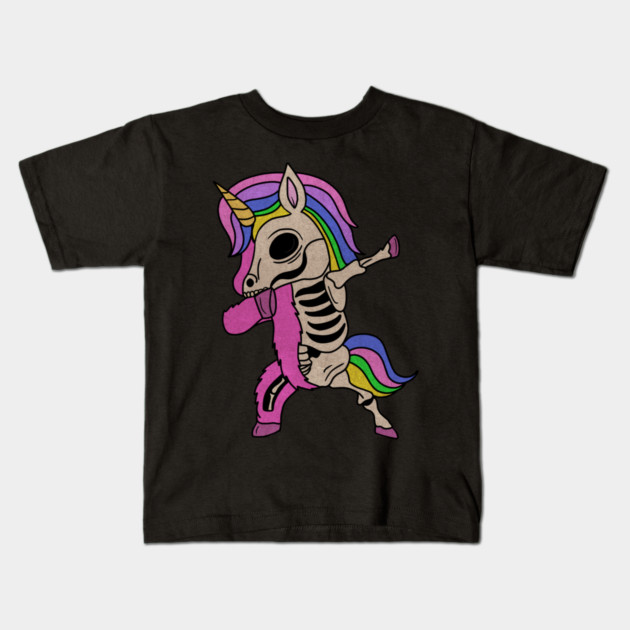 Unicorn Dabbing Skull Zombie Halloween Kids T-Shirt by logiamerch