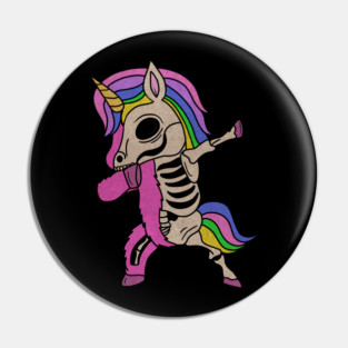 Unicorn Dabbing Skull Zombie Halloween Pin
