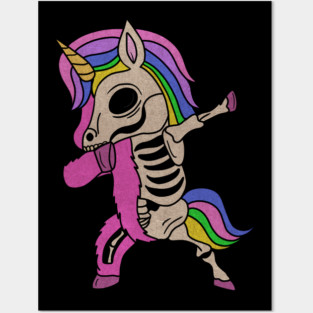 Unicorn Dabbing Skull Zombie Halloween Posters and Art