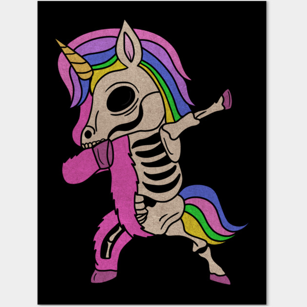 Unicorn Dabbing Skull Zombie Halloween Wall Art by logiamerch
