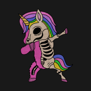 Unicorn Dabbing Skull Zombie Halloween T-Shirt