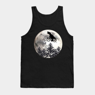 Dinosaur lover cyclist on the moon in forest Tank Top