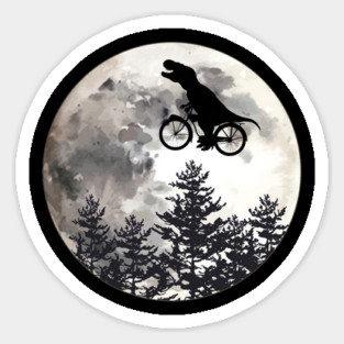 Dinosaur lover cyclist on the moon in forest Magnet