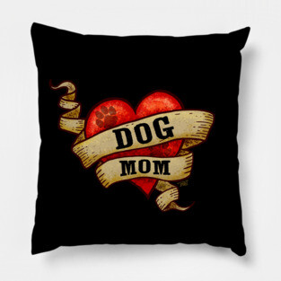 Vintage Heart Dog Mom Pillow