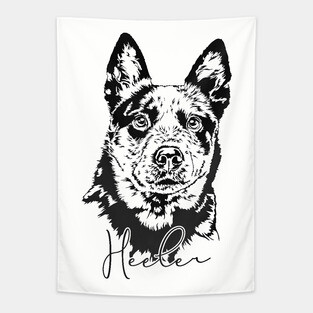 Funny Blue Heeler lover dog portrait Tapestry