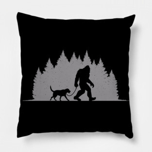 Bigfoot Forest Dog Walker for Animal Lovers Pillow