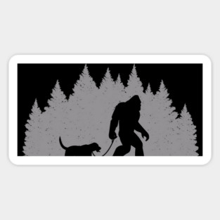Bigfoot Forest Dog Walker for Animal Lovers Sticker