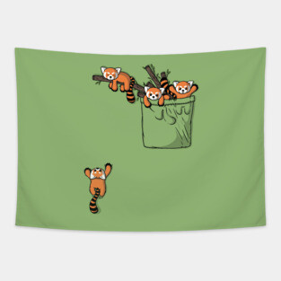 Pocket Red Panda Bears Tapestry
