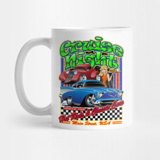 Cruise Night Hot Rods & Classic Cars Illustration Mug