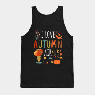 I Love Autumn Air Leaves Design Tank Top