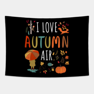 I Love Autumn Air Leaves Design Tapestry