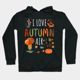 I Love Autumn Air Leaves Design Hoodie