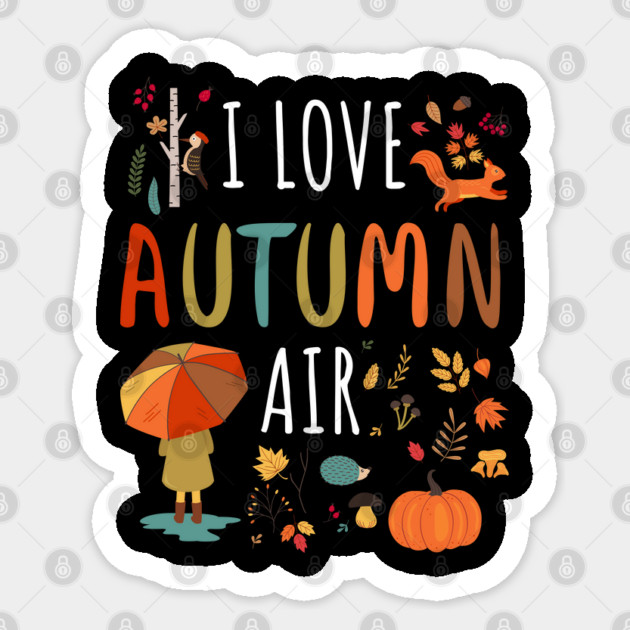 I Love Autumn Air Leaves Design Sticker by creative