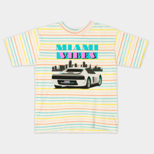 Miami Vibes White Testarossa Kids T-Shirt