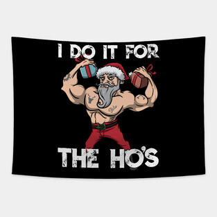 Workout Lifting Lifter Santa Claus Gym Christmas Fitness Tapestry