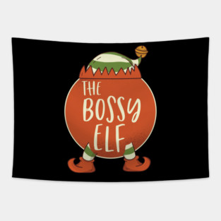 Bossy Elf Family Christmas Costume Outfits Pajamas Tapestry