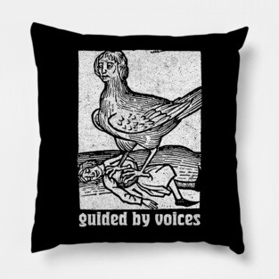 Guided By Voices / Retro Woodcut Illustration Pillow