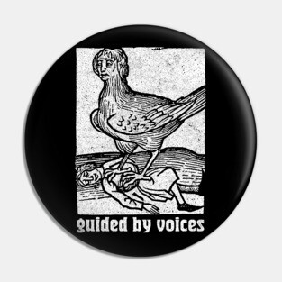 Guided By Voices / Retro Woodcut Illustration Pin