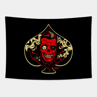 Ace of Spades - Psychobilly Undead Greaser Skull Tapestry