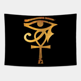 Egyptian Eye Of Horus Ankh Egypt Archaeologist Gold Tapestry