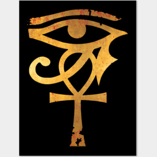 Egyptian Eye Of Horus Ankh Egypt Archaeologist Gold Posters and Art