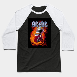 ACDC Guitar Fire Baseball T-Shirt