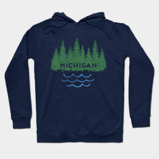 Michigan MI Retro Vintage Look Trees Lake Souvenir Hoodie