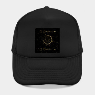 Elegant golden moon with stars Hat