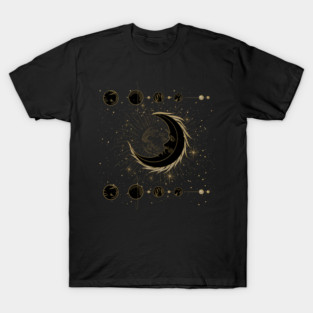 Elegant golden moon with stars T-Shirt