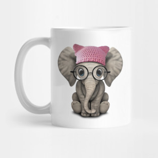 Cute Baby Elephant Wearing Pussy Hat Mug