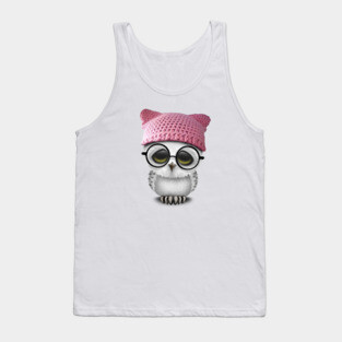 Nerdy Baby Owl Wearing Pussy Hat Tank Top
