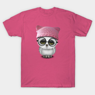 Nerdy Baby Owl Wearing Pussy Hat T-Shirt
