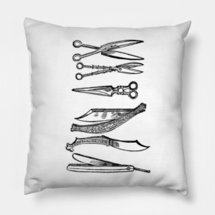 Vintage Barbershop/Hairdresser Illustration Design #2 Pillow
