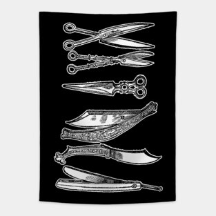 Vintage Barbershop/Hairdresser Illustration Design #2 Tapestry