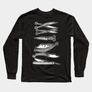 Vintage Barbershop/Hairdresser Illustration Design #2 Long Sleeve T-Shirt